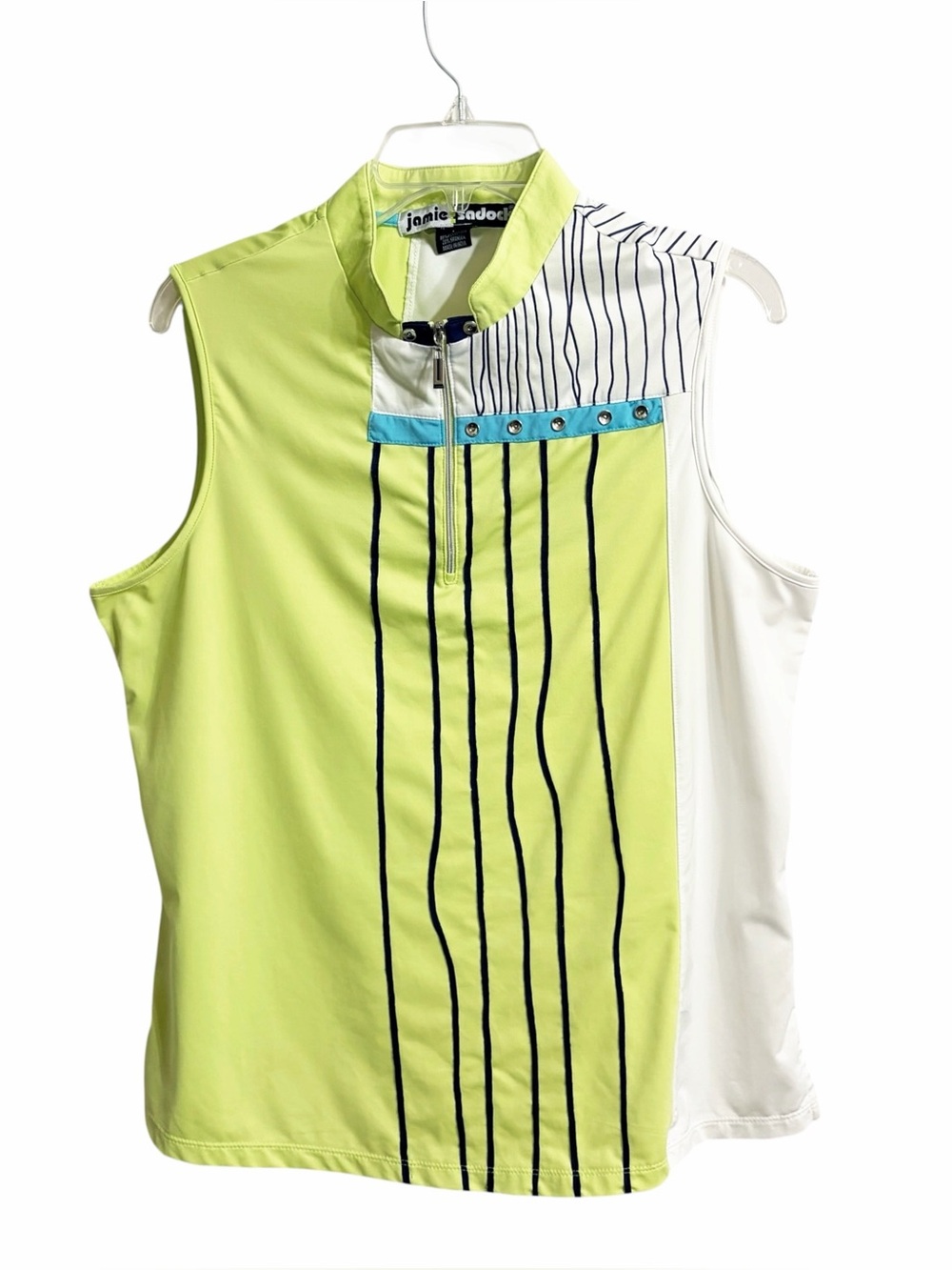 Jamie Sadock Abstract Colorblock Sleeveless Golf Polo L 1/4 Zip Activewear